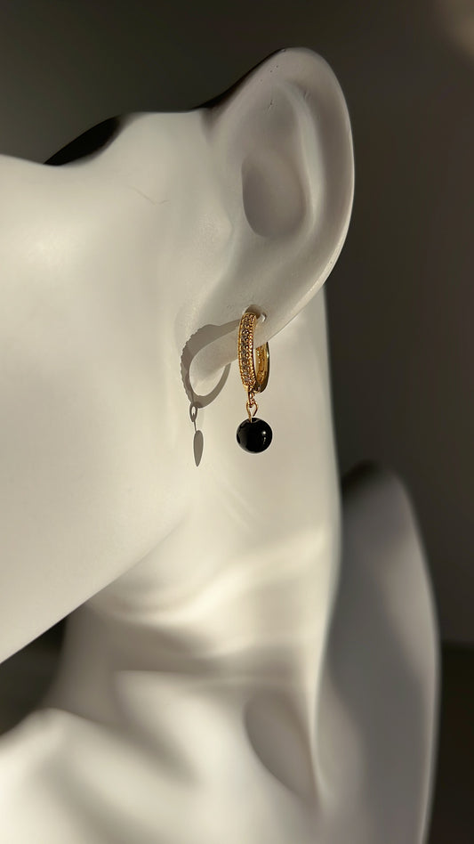 Powerful Protection • Earrings •  Silver Obsidian & 14k Gold Plated