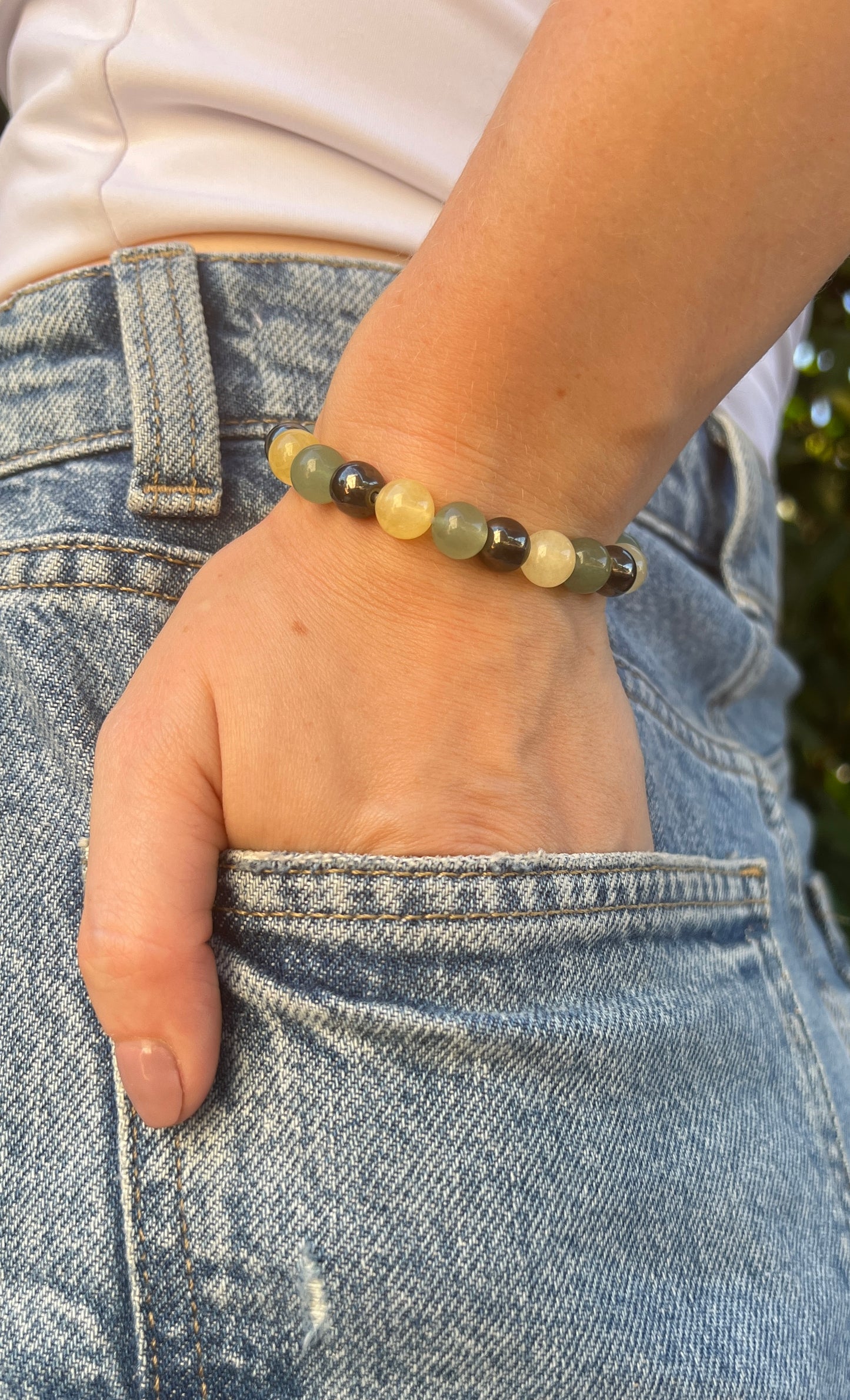 hematite citrine green aventurine crystal natural stone bracelet