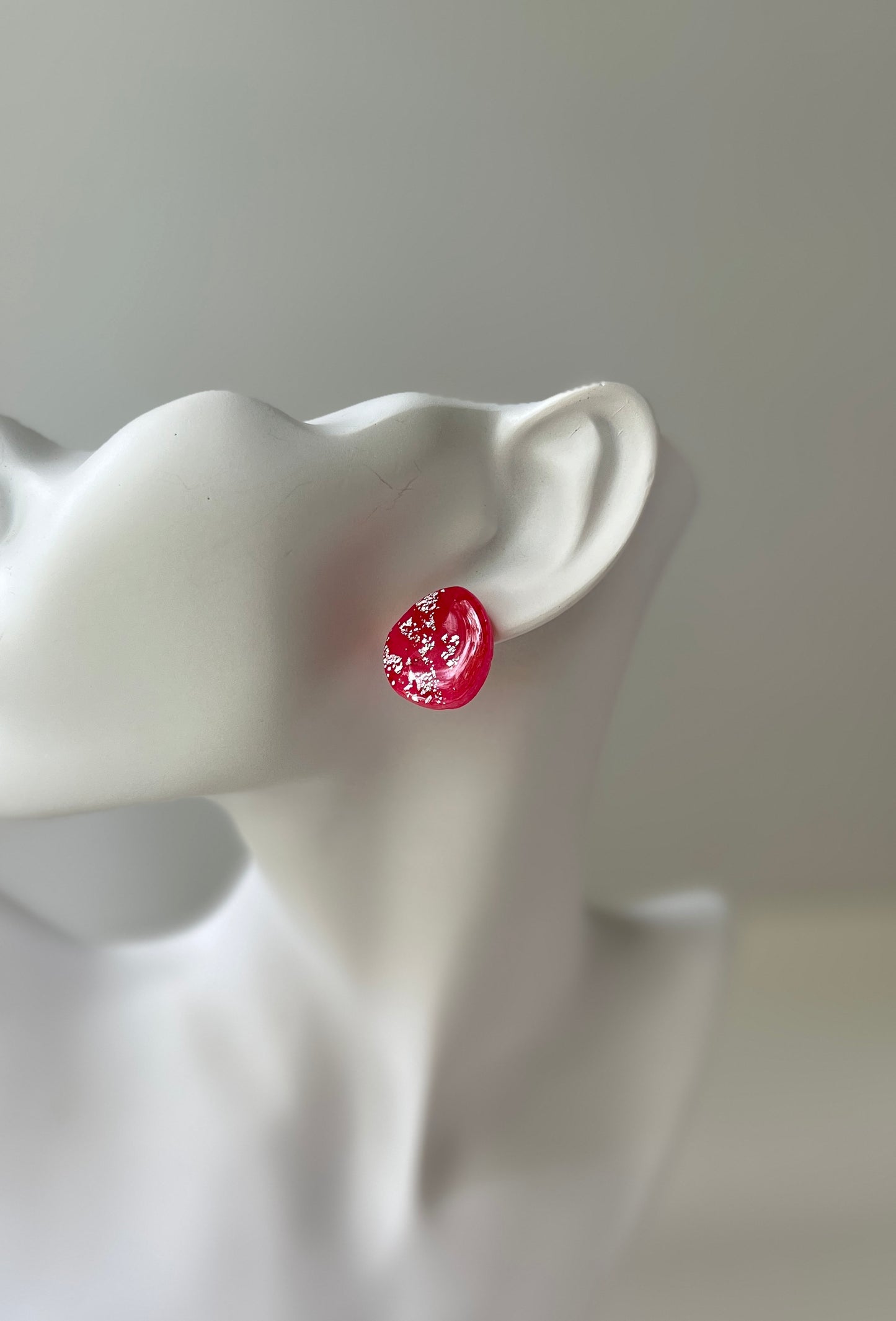 Crimson Silver Stud • Luxurious Artisan Earrings