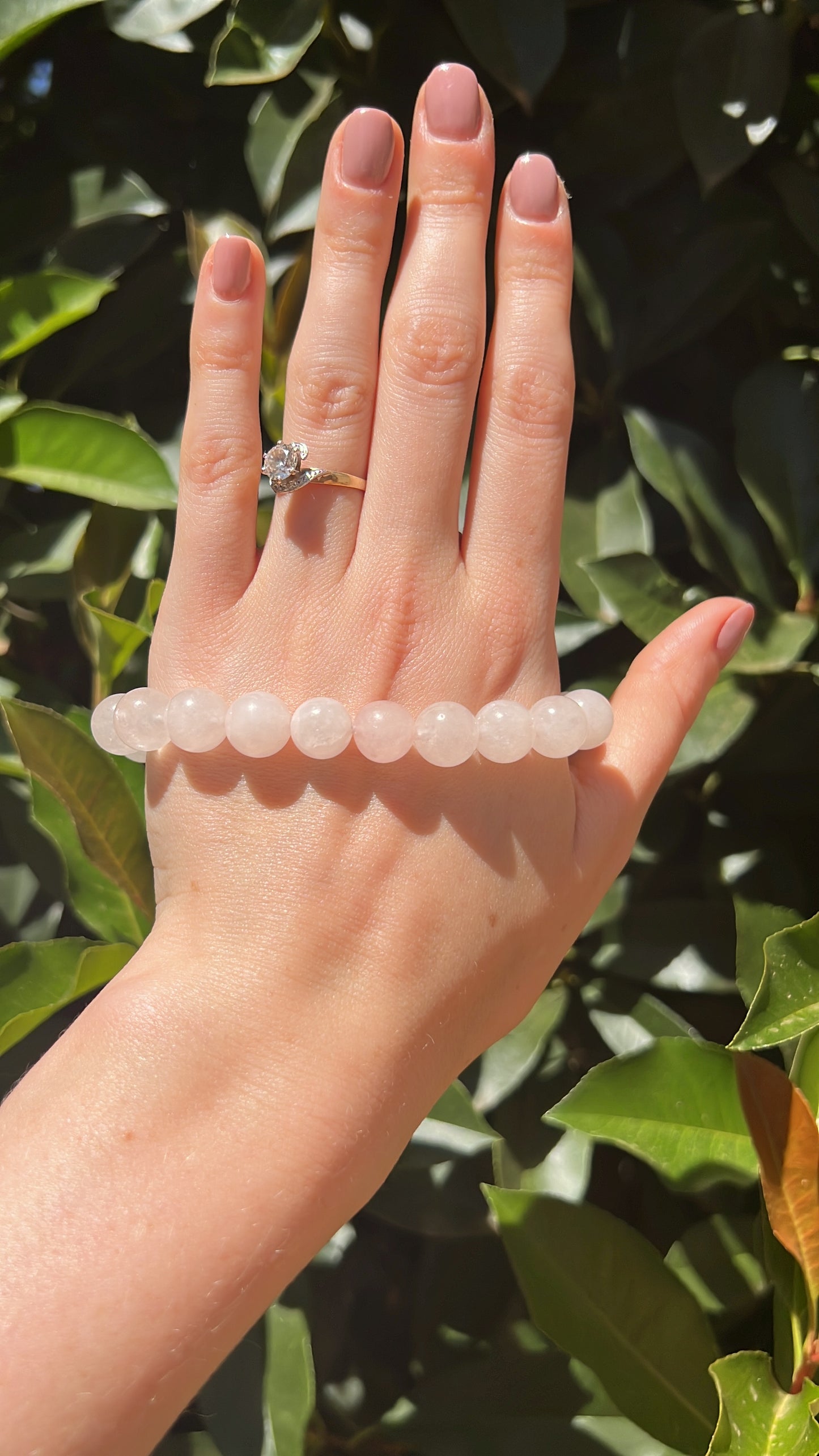 rose quartz natural crystal stone bracelet