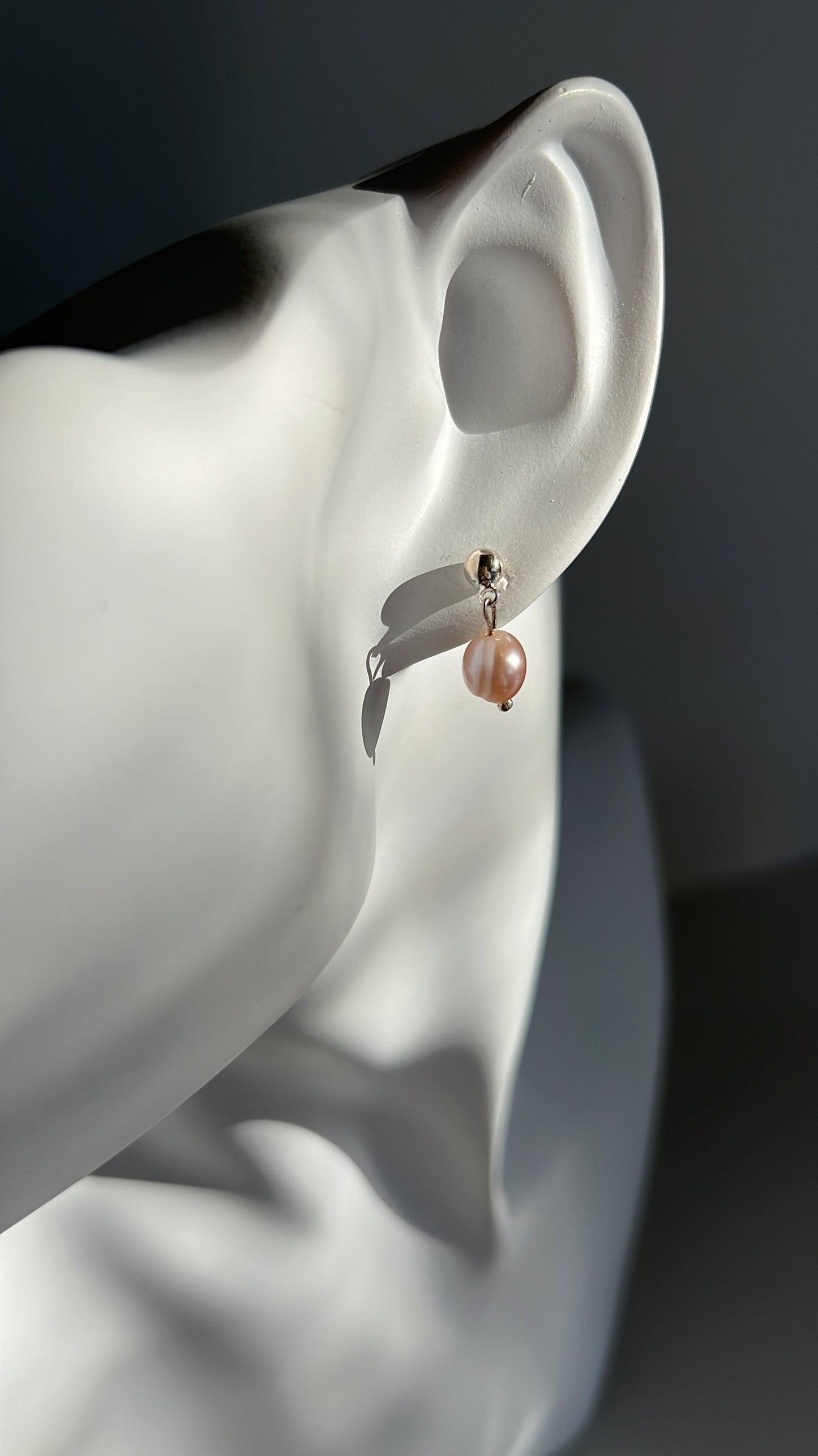 Pink Pearl Stud •  925 Sterling Silver