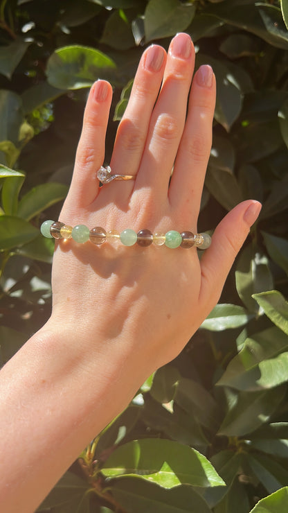 green aventurine smoky quartz natural crystal stone bracelet