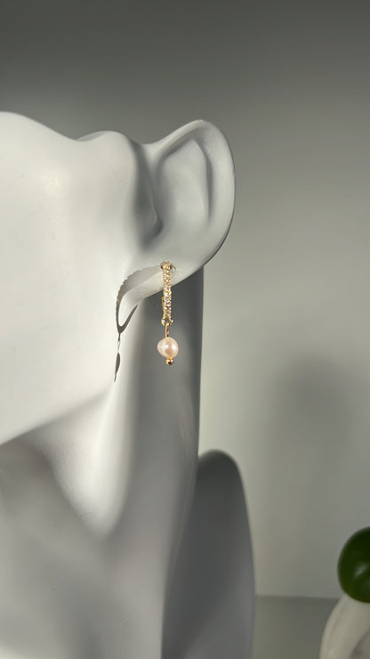 Radiant Gold Pearl Earrings • 14K Gold plated