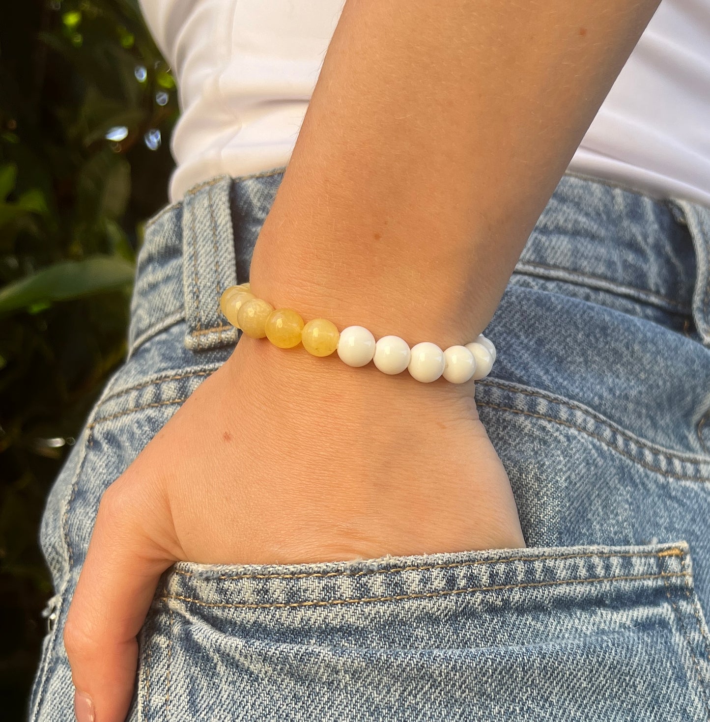 white agate citrine natural crystal stone bracelet