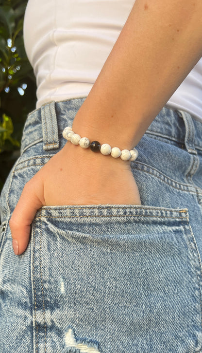 Combo • Bracelet • Howlite & Onyx for couple