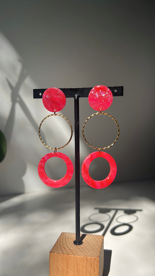 Crimson Triple • Luxurious Artisan Earrings