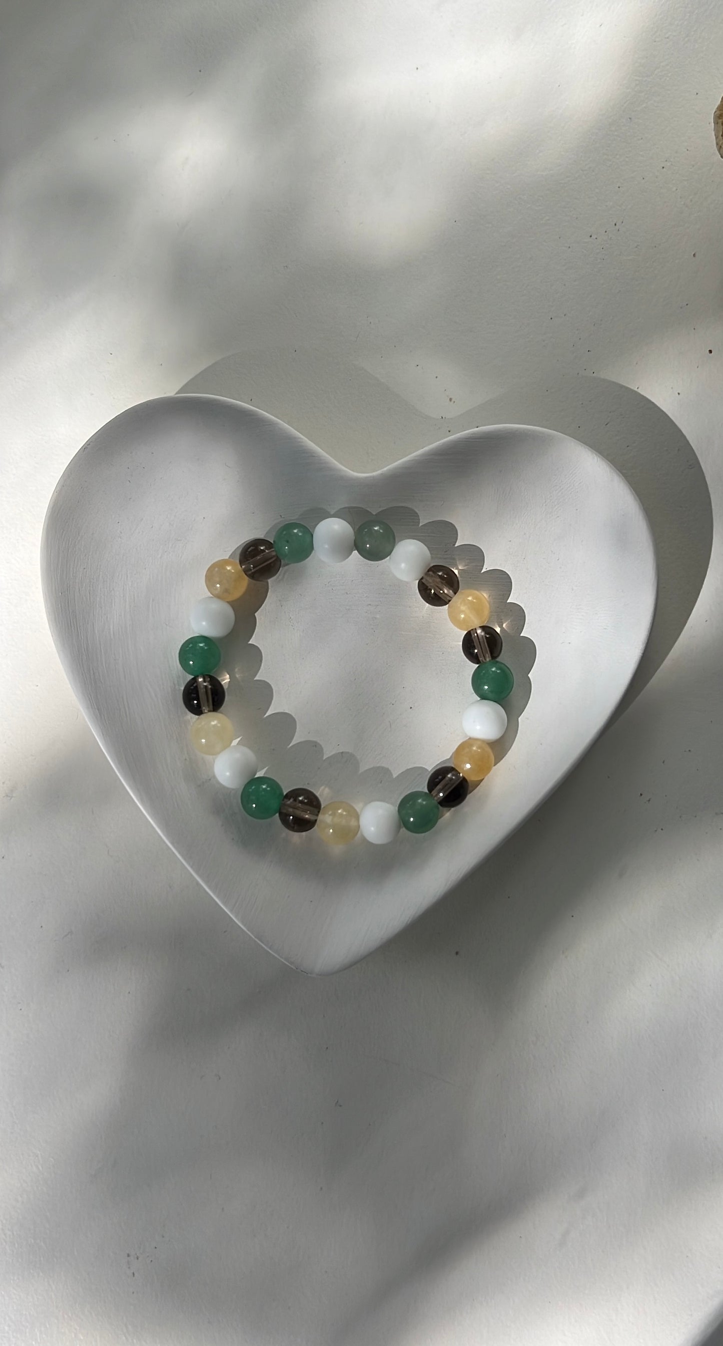 Cancer 2025 Luck Bracelet Green Aventurine, Citrine, White Agate, Smoky Quartz