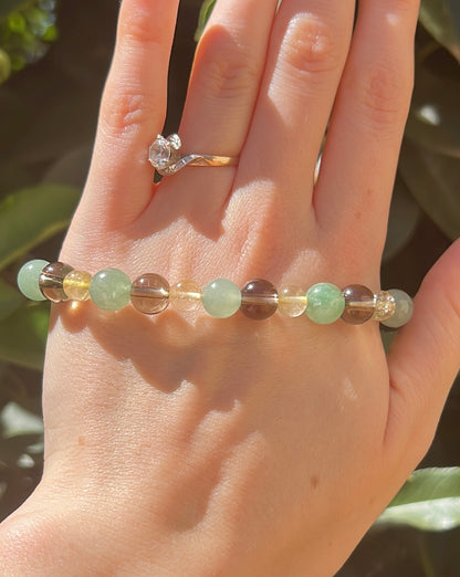 green aventurine smoky quartz natural crystal stone bracelet