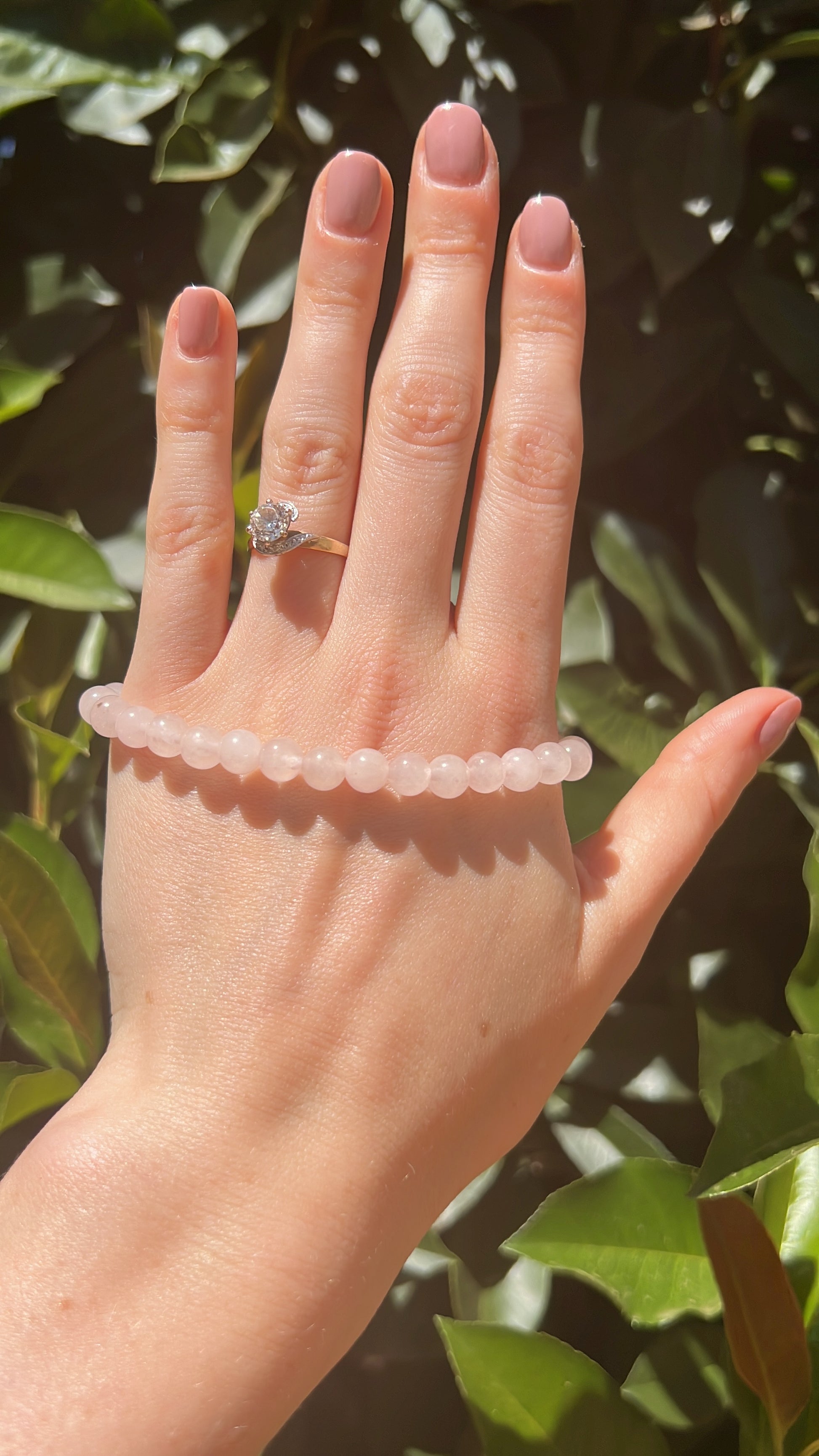 rose quartz natural crystal stone bracelet