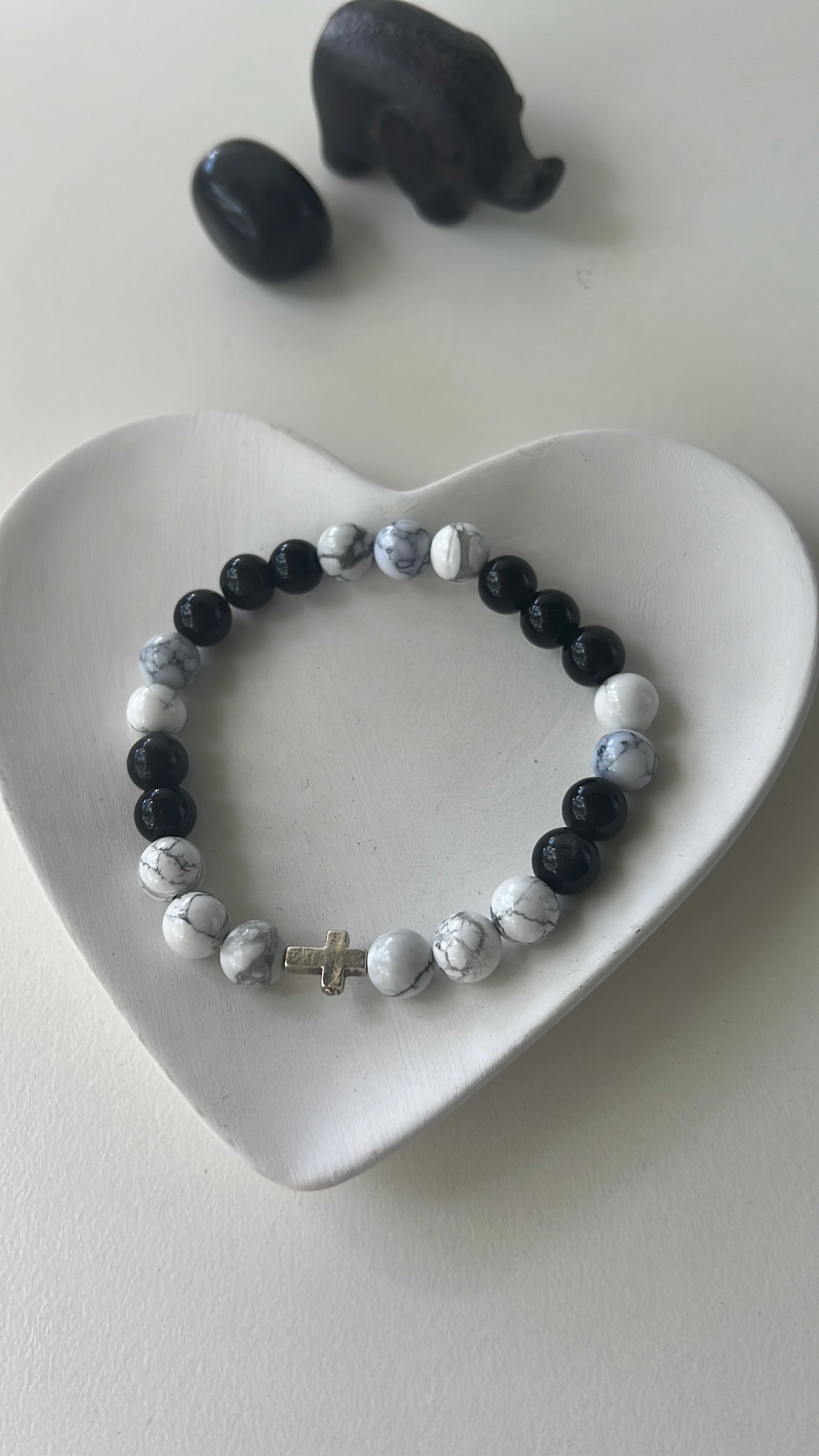 Men Bracelet Howlite Obsidian 