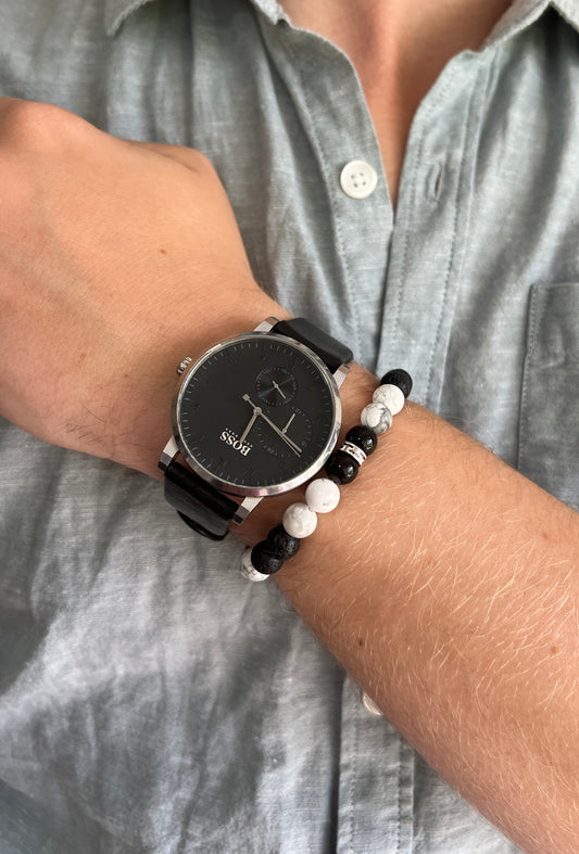 Men Protection & Peace • Howlite, Black Lava & Obsidian