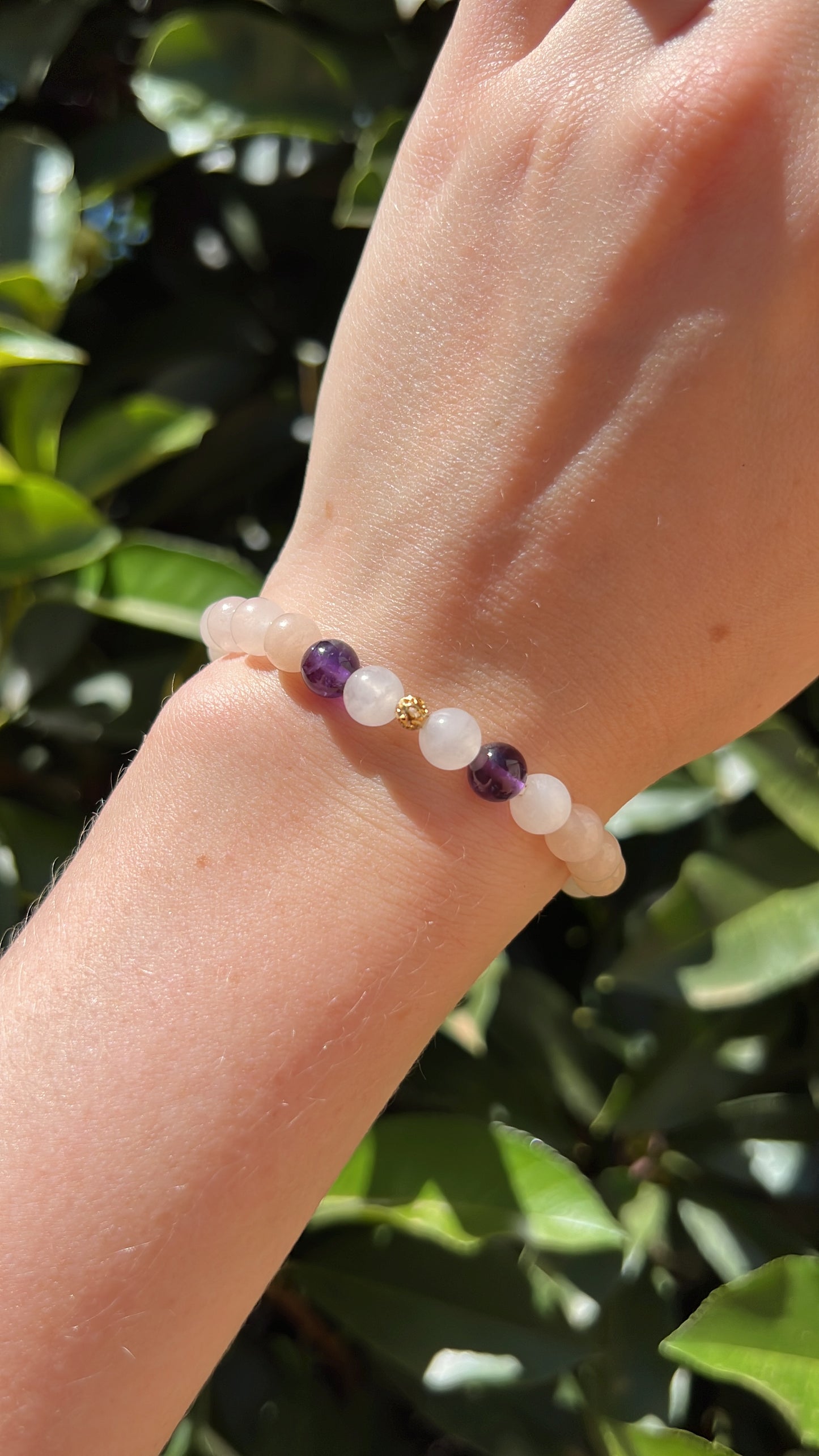 Natural crystal stone Pink Aventurine & Amethyst bracelet