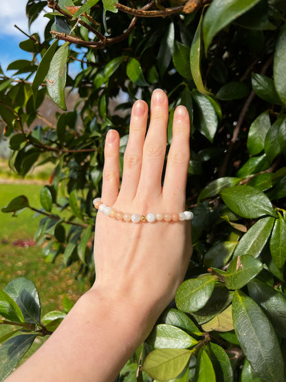 Natural crystal stone Pink Aventurine & Moonstone bracelet