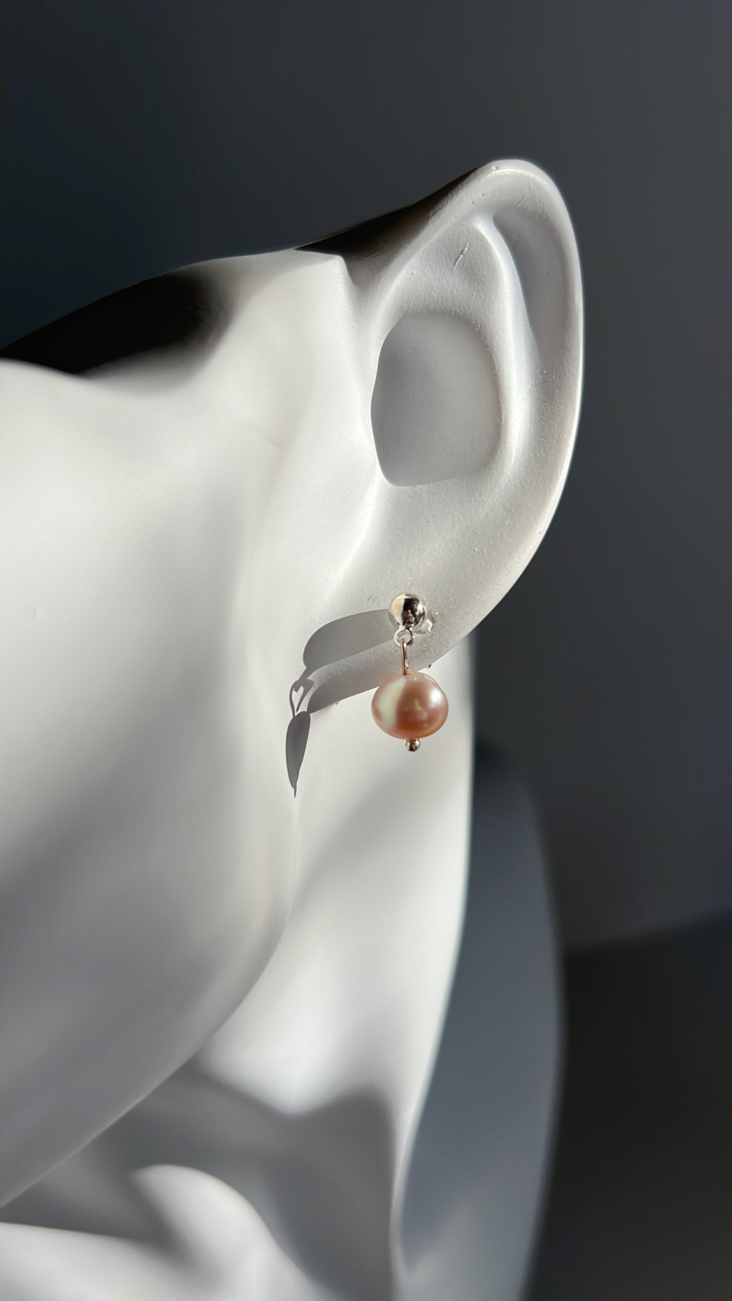 Pink Pearl Stud •  925 Sterling Silver