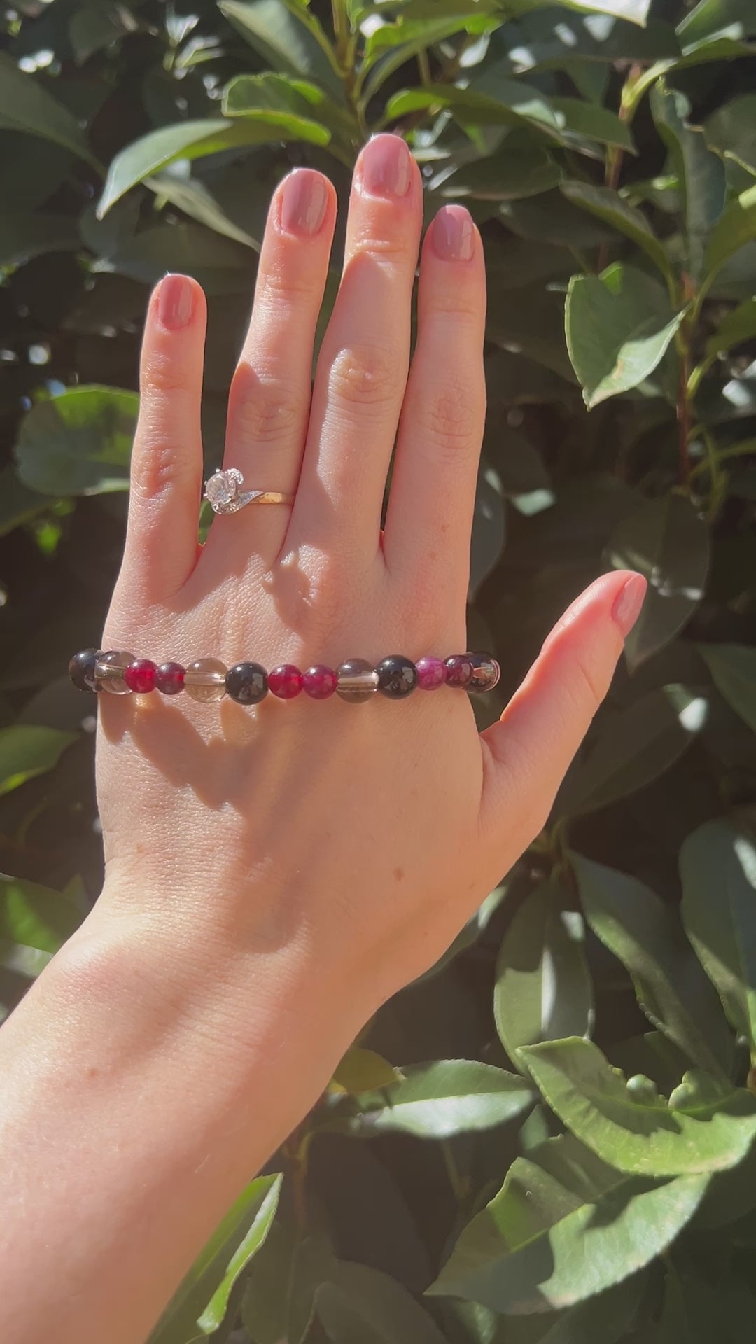 onyx garnet smoky quartz crystal natural stone bracelet