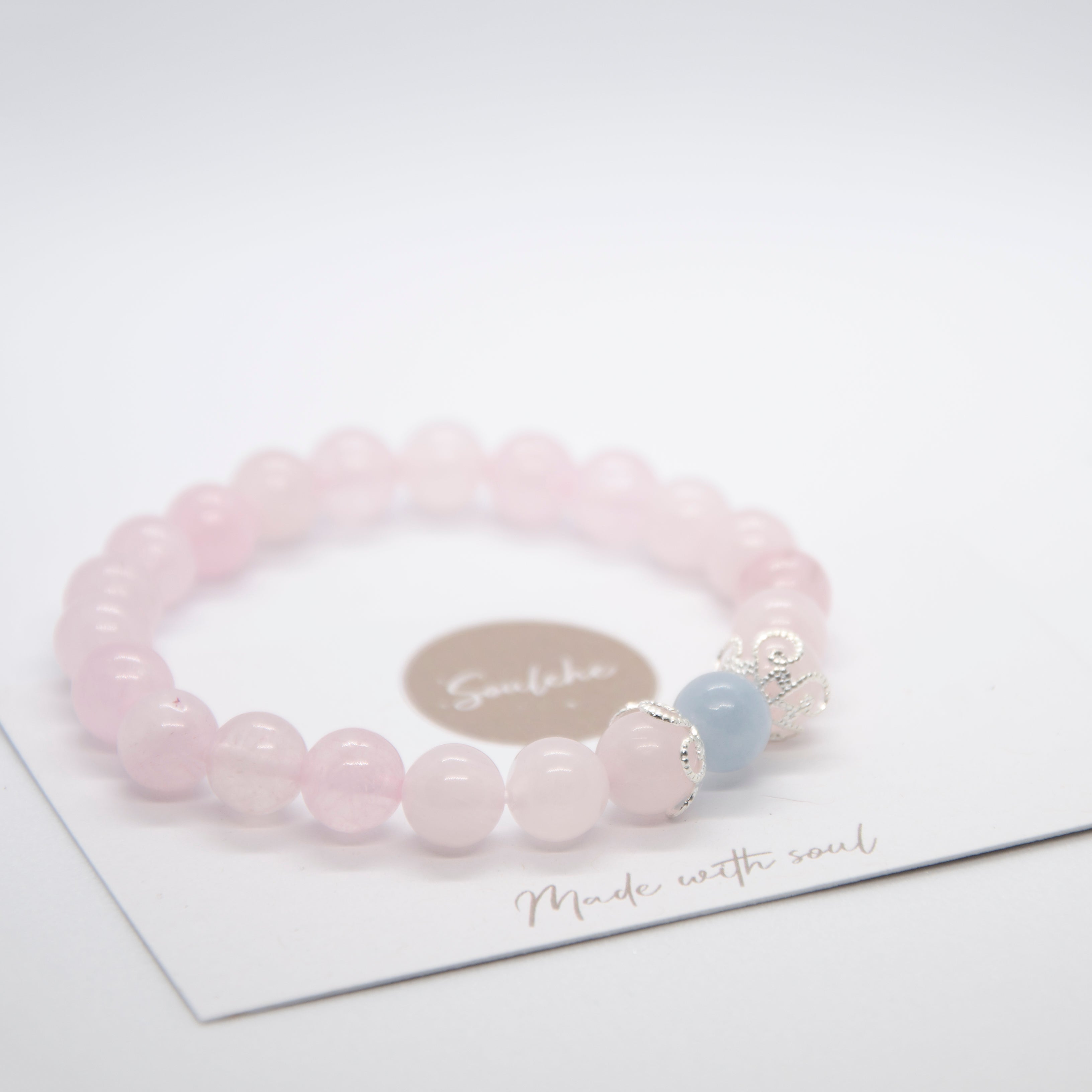 Genuine rose store quartz bracelet